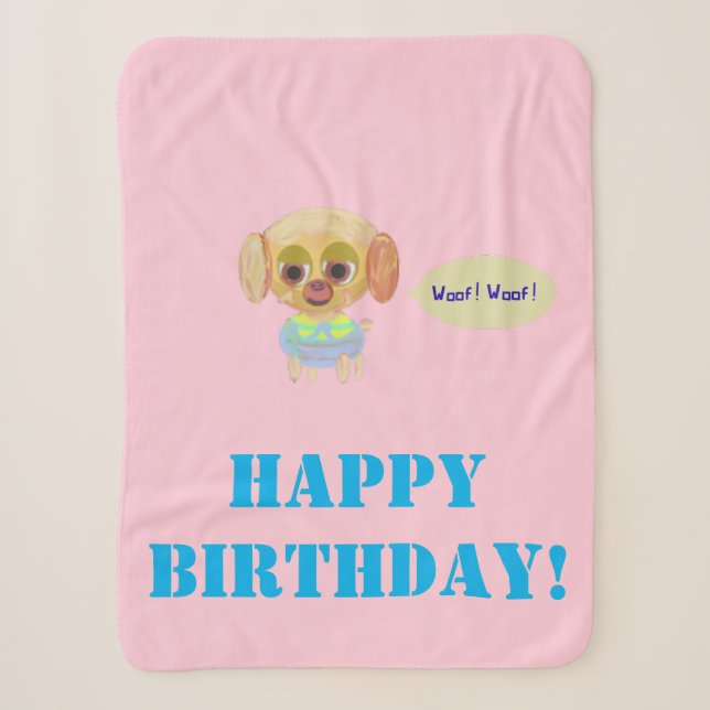 Happy Birthday Pink Fleece Blanket (Front)