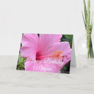 Happy Birthday Pink Hibiscus Bloom Card