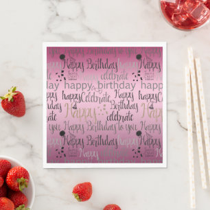 Happy Birthday Pink Ombre Napkin