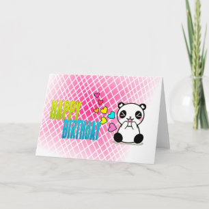 Happy Birthday Pink, Panda, Greeting Card