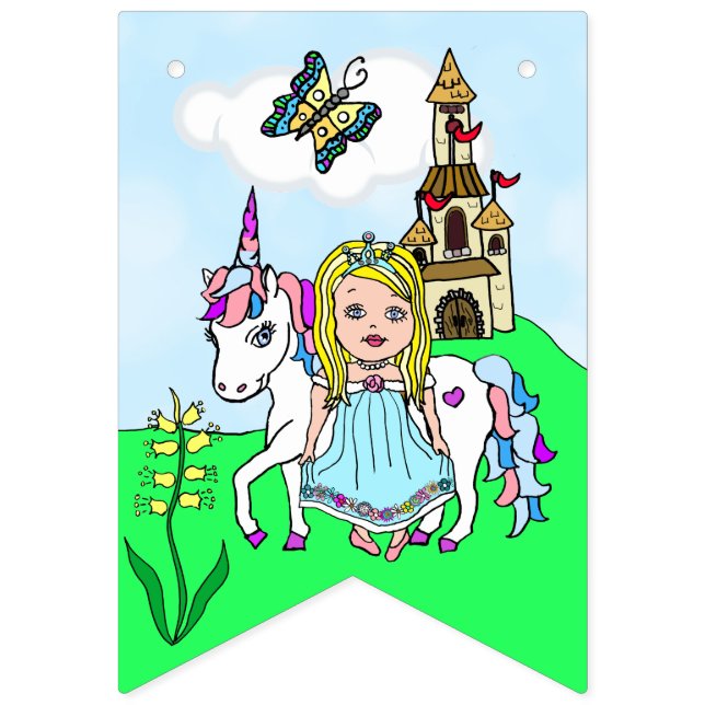 Happy Birthday Pink Princess Banner (Sixteenth Flag)