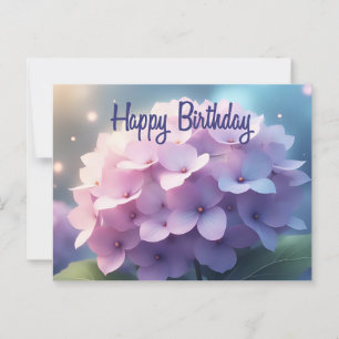Happy Birthday Pink Purple Hydrangea Flowers  Postcard