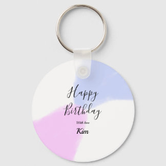 Happy birthday pink purple pastel name simple eleg key ring