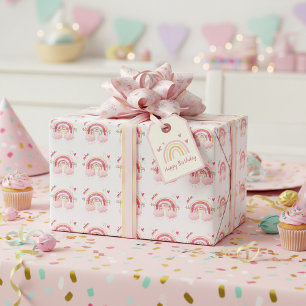 Happy Birthday pink rainbow  Wrapping Paper