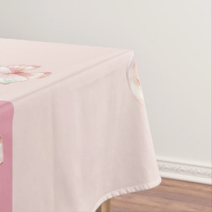 Happy Birthday Pink Ribbon Girls Twins Birthday Tablecloth