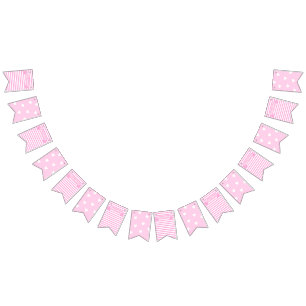 Happy Birthday!   pink Stripes & Hearts Birthday Bunting