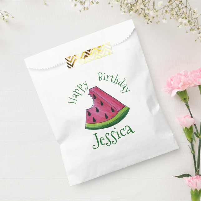 Happy Birthday Pink Watermelon Slice Fruit Picnic Favour Bag (Sealed)
