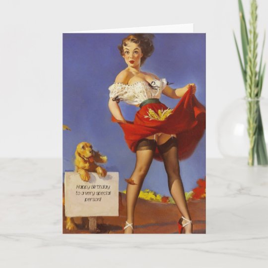 Happy Birthday Pinup Gal And Dog Card Zazzle Com Au