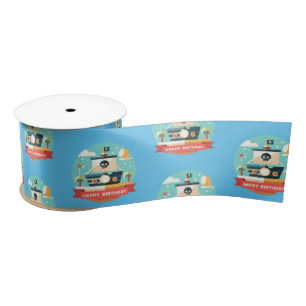 Happy Birthday Pirate Adventure Satin Ribbon