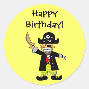 Happy Birthday! (pirate) Classic Round Sticker