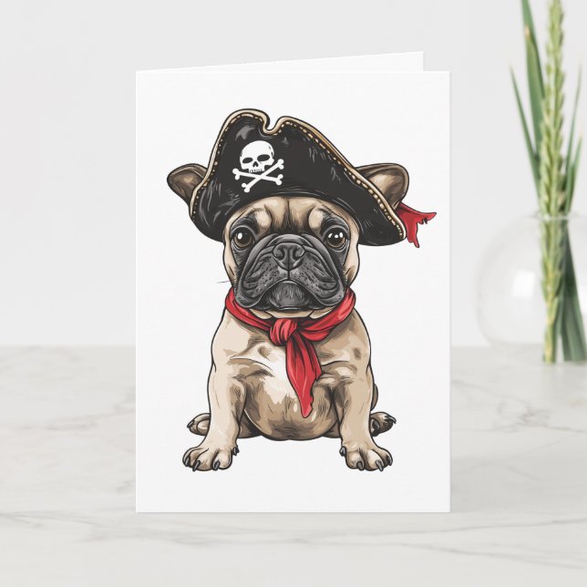 Happy Birthday Pirate French Bulldog Card (Front)