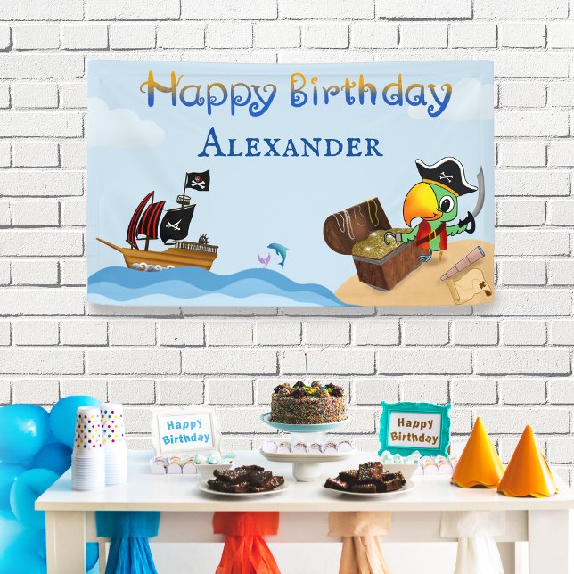Happy Birthday Pirate Parrot And Ship Name Banner (Creator Uploaded)