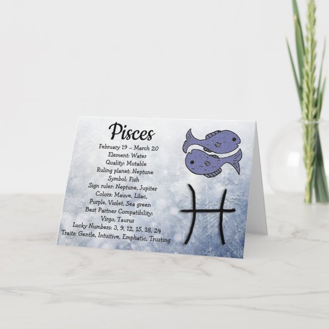 Happy Birthday Pisces Astrological Sign Card (Front)