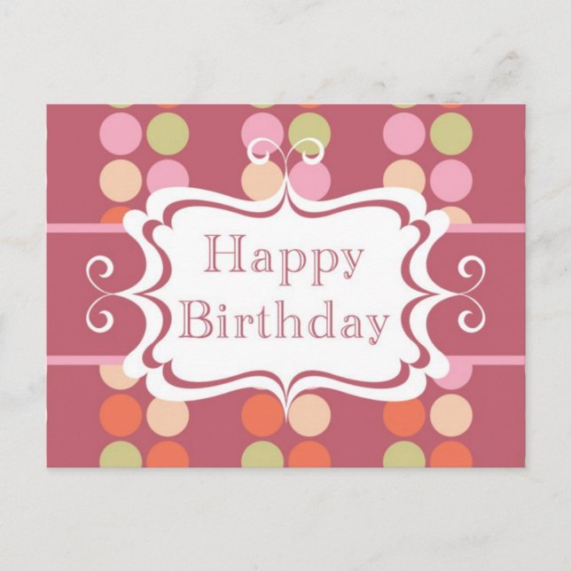 Happy Birthday (poka dots) Postcard (Front)