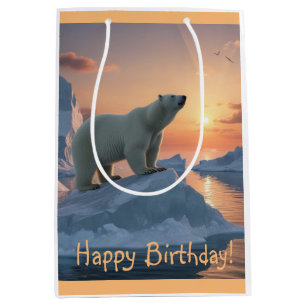 Happy Birthday Polar Bear Medium Gift Bag