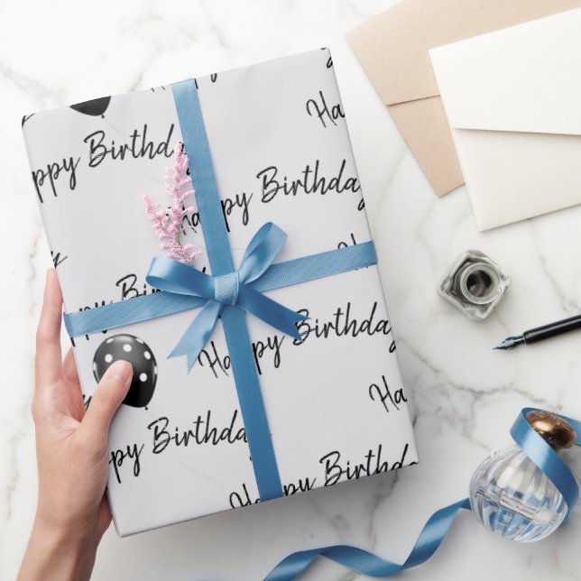 Happy Birthday Polka Dot Balloons Wrapping Paper (Gifting)