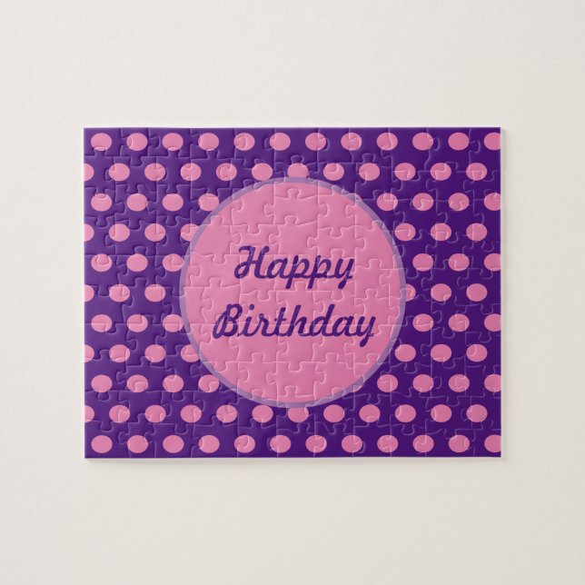 Happy Birthday Polka Dot Jigsaw Puzzle (Purple) (Horizontal)