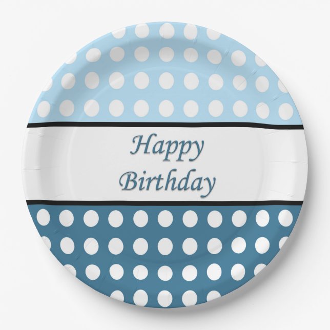 Happy Birthday Polka Dot Paper Plate (Front)