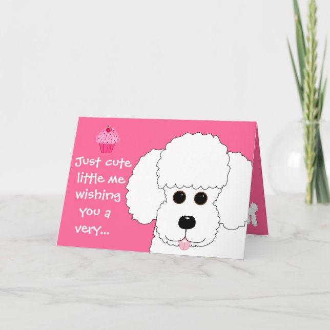 Happy Birthday! Poodle Dog Art Card (Front)