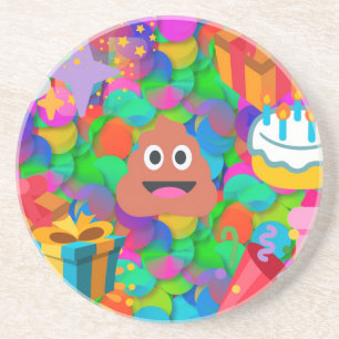 happy birthday poop emoji coaster