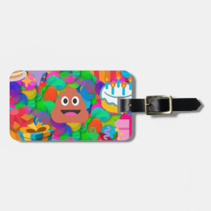 happy birthday poop emoji luggage tag