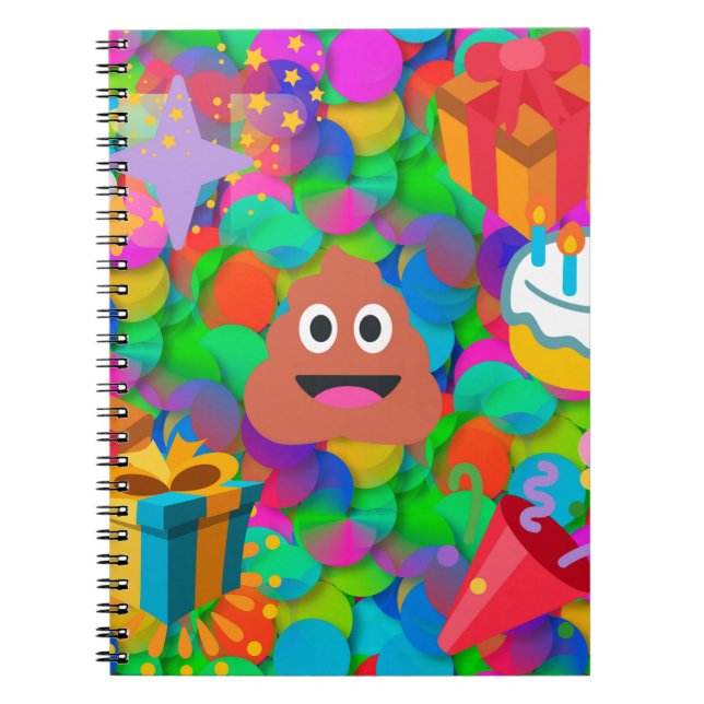 happy birthday poop emoji notebook (Front)