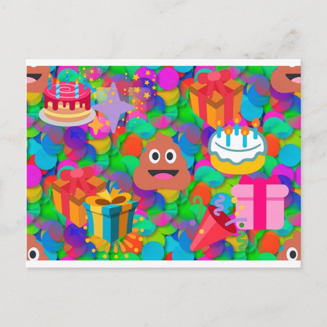 happy birthday poop emoji postcard (Front)