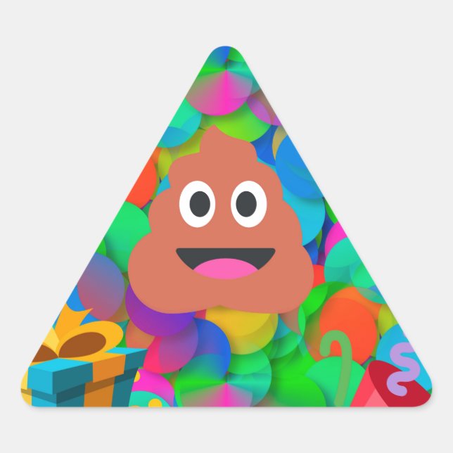 happy birthday poop emoji triangle sticker (Front)