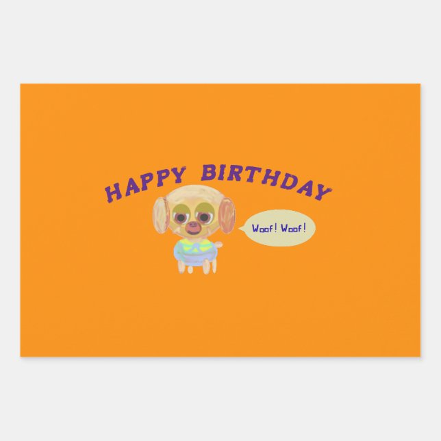 Happy Birthday Popcorn Anime Wrapping Paper Sheet (Front)