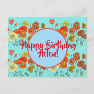 Happy Birthday Poppy floral ladies Name Postcard