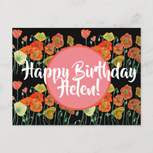Happy Birthday Poppy floral ladies Name Postcard