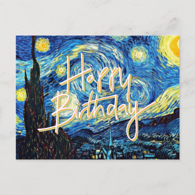 Happy Birthday! Popular artowrk, Starry Night, Postcard (Front)