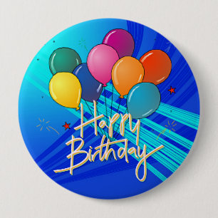 Happy Birthday, popular colourful design, 10 Cm Round Badge