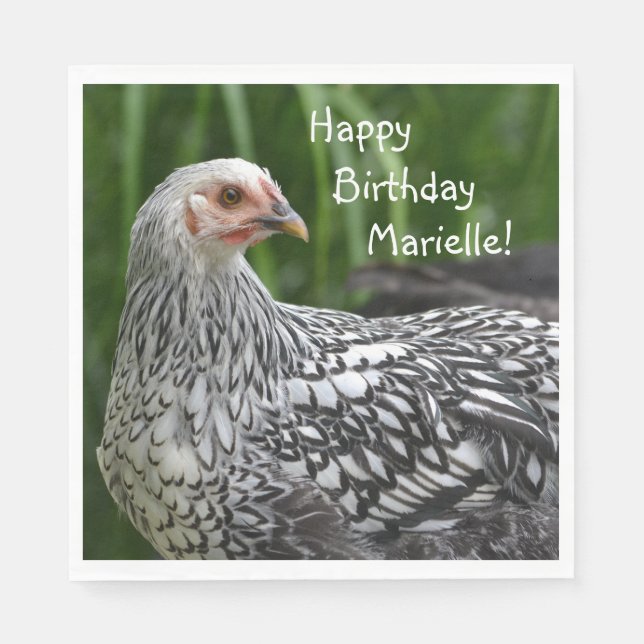 Happy Birthday Posing Chicken Napkin (Front)