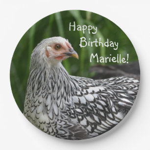 Happy Birthday Posing Chicken Paper Plate