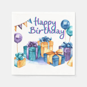 Happy Birthday Postcard Napkin