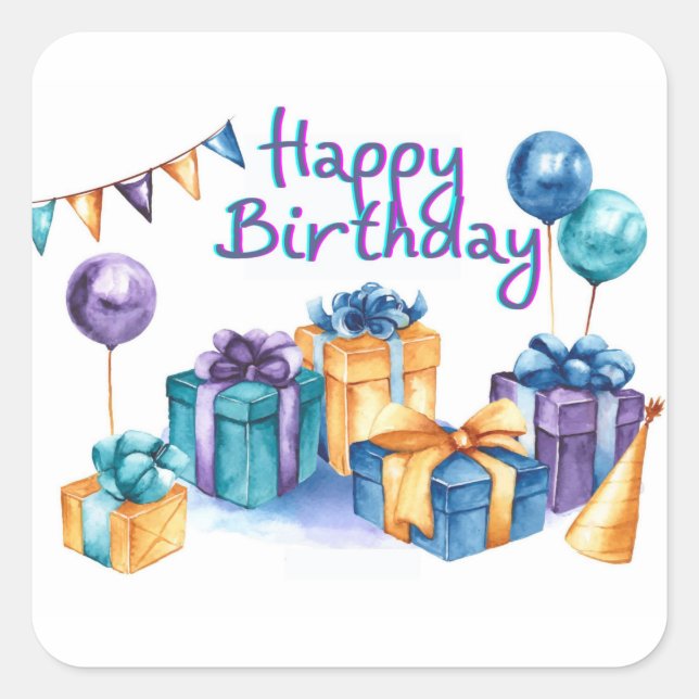 Happy Birthday  Postcard Square Sticker (Front)