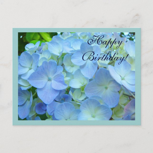 Happy Birthday postcards Blue Floral Flowers (Front)