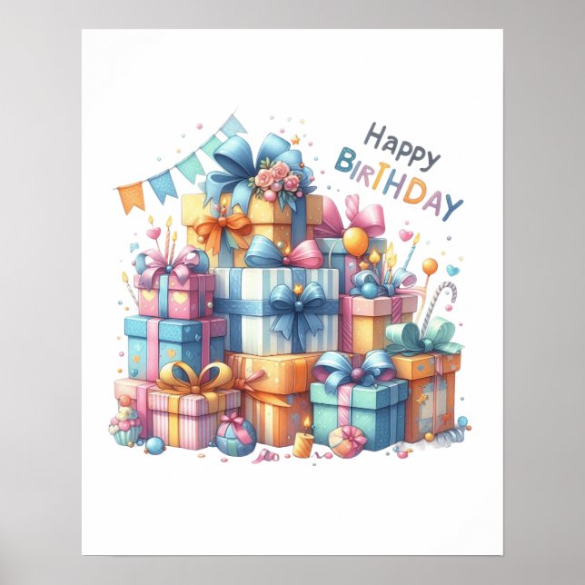 Happy Birthday Poster Gift For All Ages and Gender (Front)