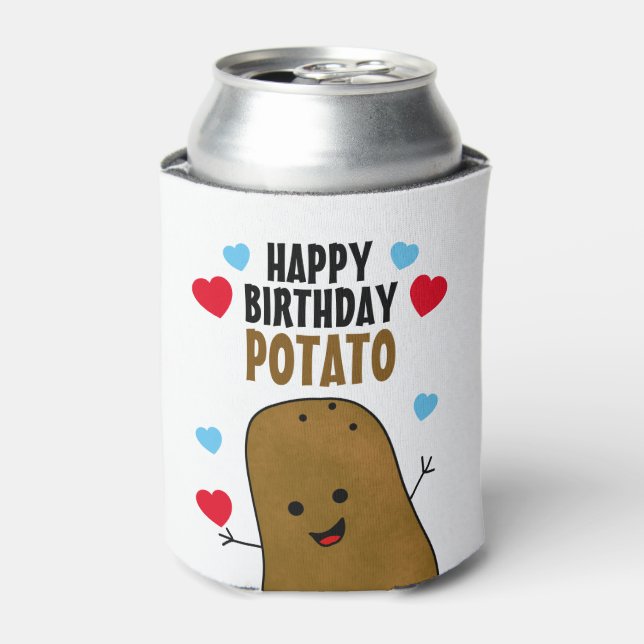 Happy Birthday Potato Can Cooler (Can Front)