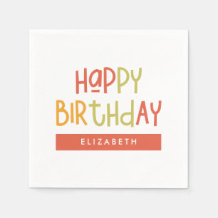 Happy Birthday Preppy Playful Fun Simple Greeting Napkin