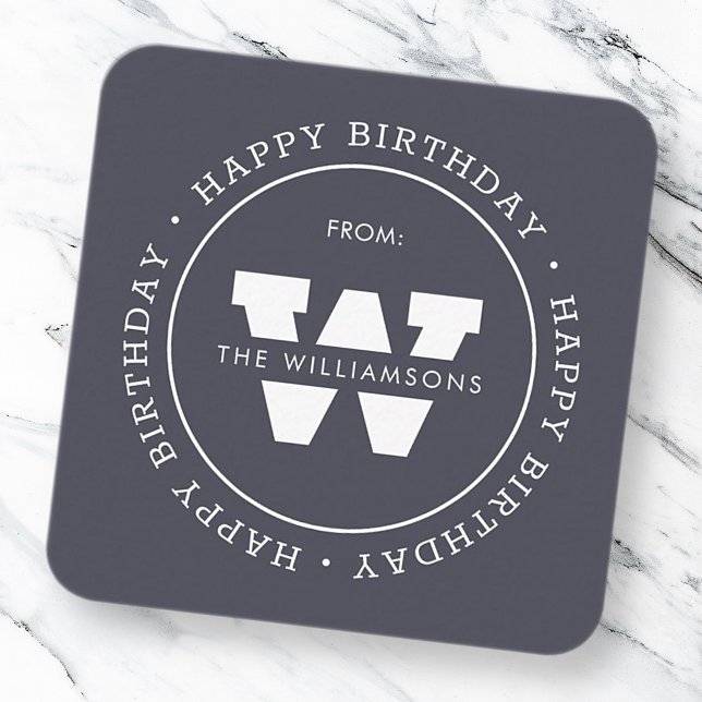 Happy Birthday Preppy Simple Family Monogram Card (Creator Uploaded)