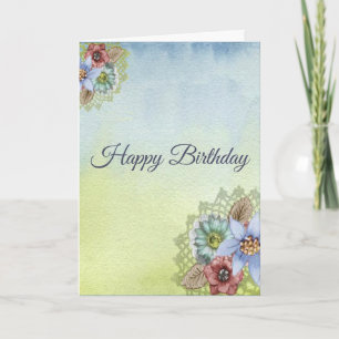 Happy Birthday, Pretty Pastel Flowers Card