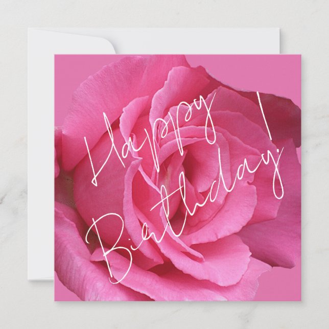 Happy Birthday pretty pink rose floral boho classy Holiday Card (Front)