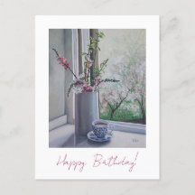 Happy birthday pretty pink spring flowers floral