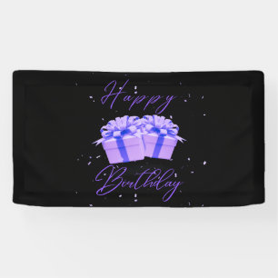 Happy Birthday Pretty Purple 1.6x3 Vinyl Banner