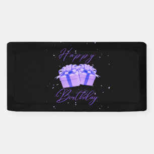 Happy Birthday Pretty Purple 2x1 Vinyl Banner