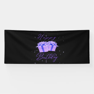 Happy Birthday Pretty Purple 4x10 Vinyl Banner
