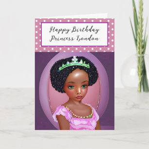 Happy Birthday Pretty Purple Princess Personalised Card