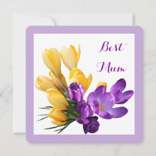 Happy Birthday pretty purple yellow crocus floral Card